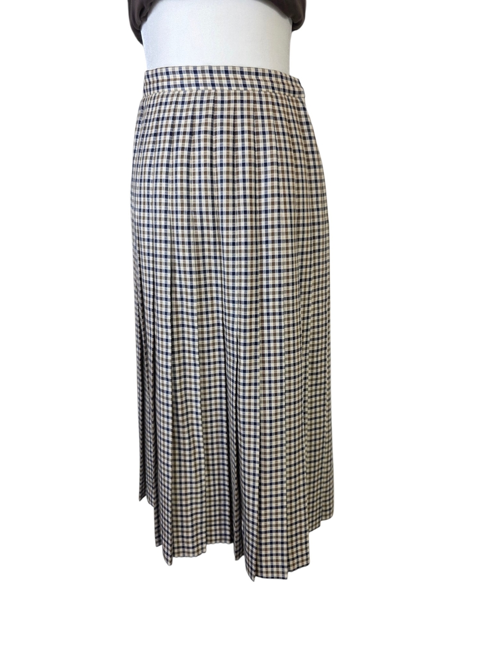 Aquascutum London Blue and Cream Check Midi Skirt